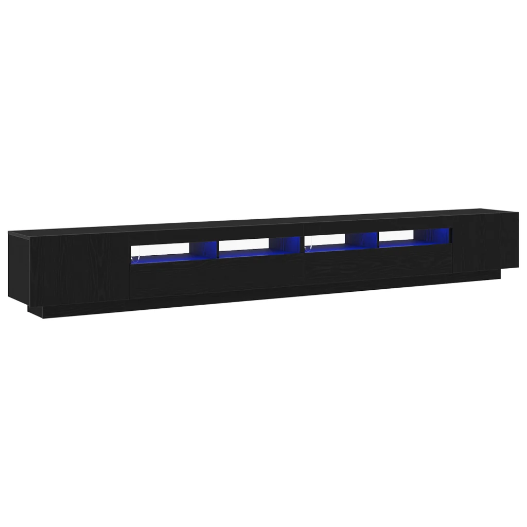 Mobile TV con Luci LED Nero Rovere 300x35x40 cm in Legno Ingegnerizzato - Image 5