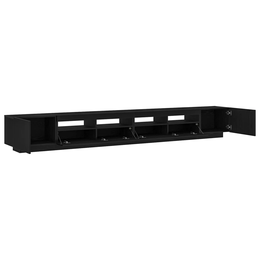 Mobile TV con Luci LED Nero Rovere 300x35x40 cm in Legno Ingegnerizzato - Image 8