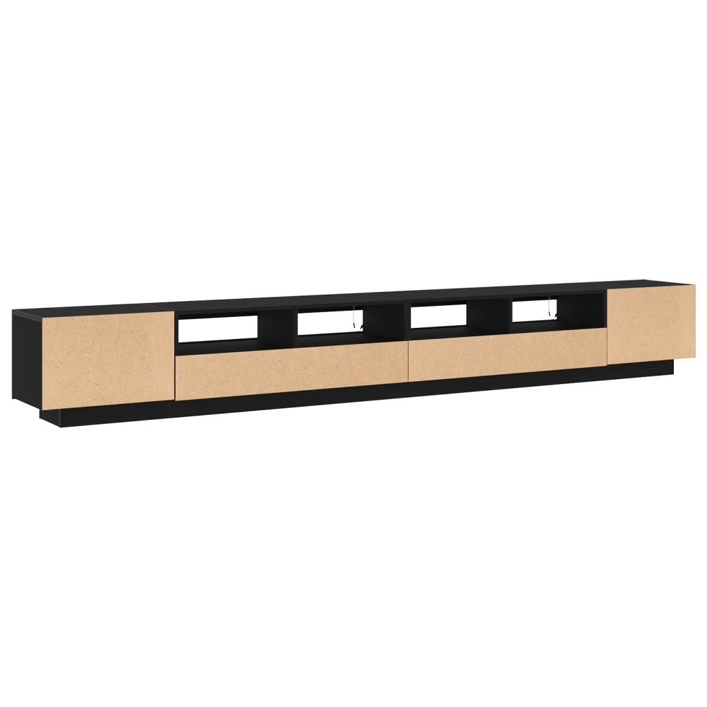 Mobile TV con Luci LED Nero Rovere 300x35x40 cm in Legno Ingegnerizzato - Image 9