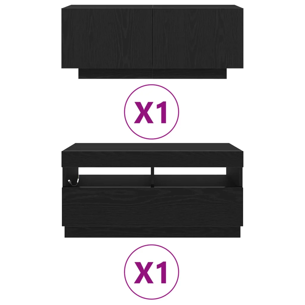 Set mobile TV 2 pcs Nero 180 x 35 x 40 cm Legno multistrato 3333062 - Image 6