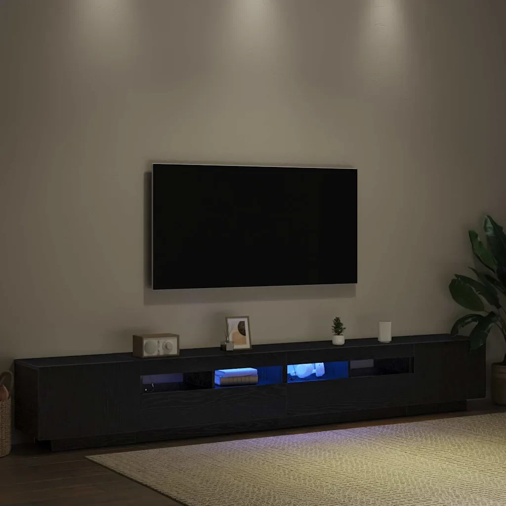 Set mobile TV 3 pcs Nero 260 x 35 x 40 cm Legno multistrato 3333064 - Image 4