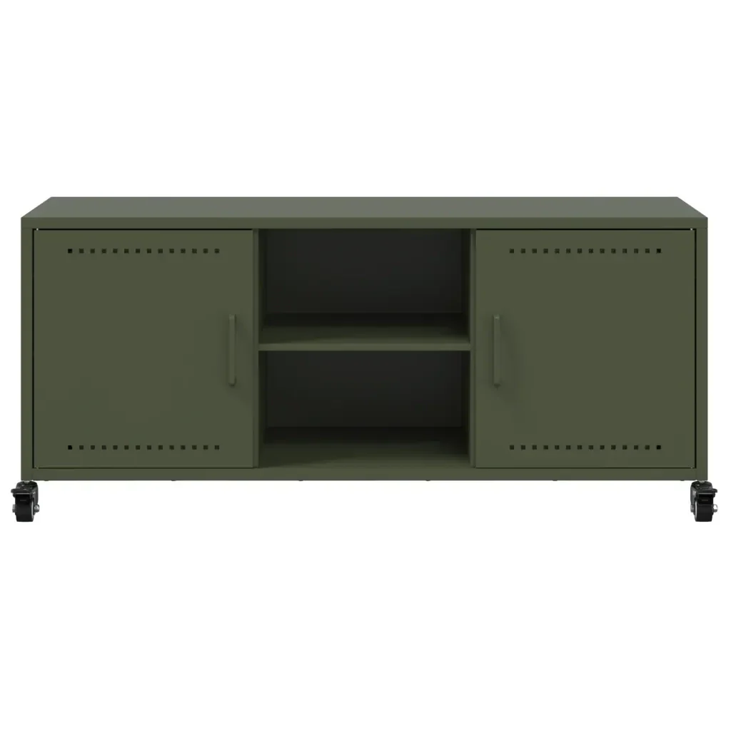Mobile TV Verde Oliva 100,5x39x43,5 cm in Acciaio - Image 6