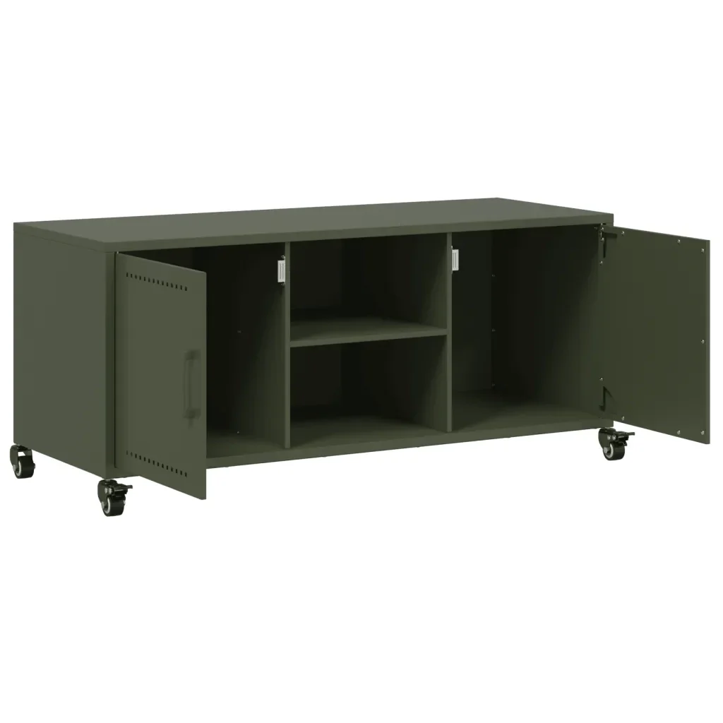 Mobile TV Verde Oliva 100,5x39x43,5 cm in Acciaio - Image 9