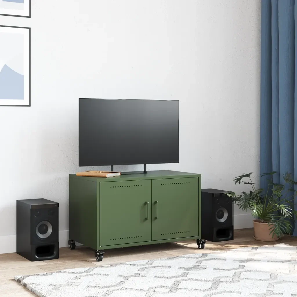 Mobile TV Verde Oliva 68x39x43,5 cm in Acciaio - Image 3