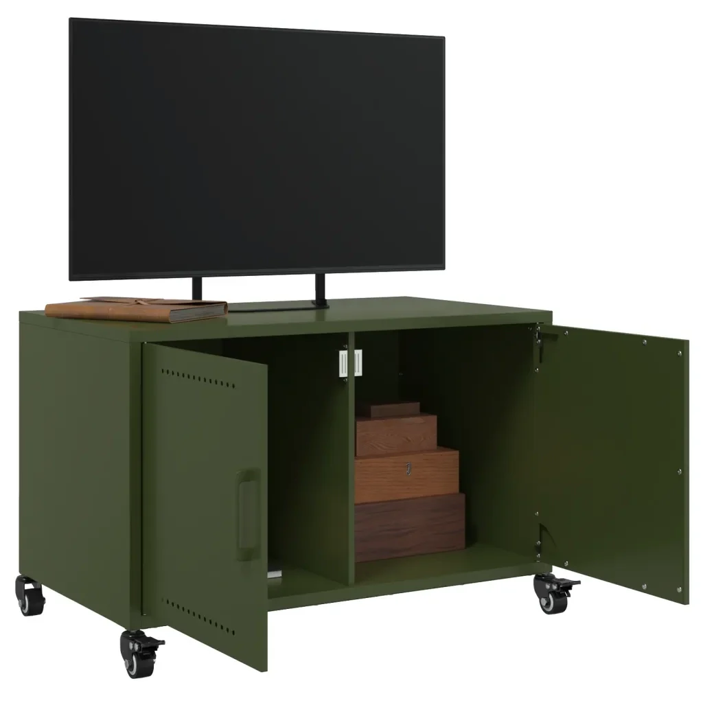 Mobile TV Verde Oliva 68x39x43,5 cm in Acciaio - Image 4