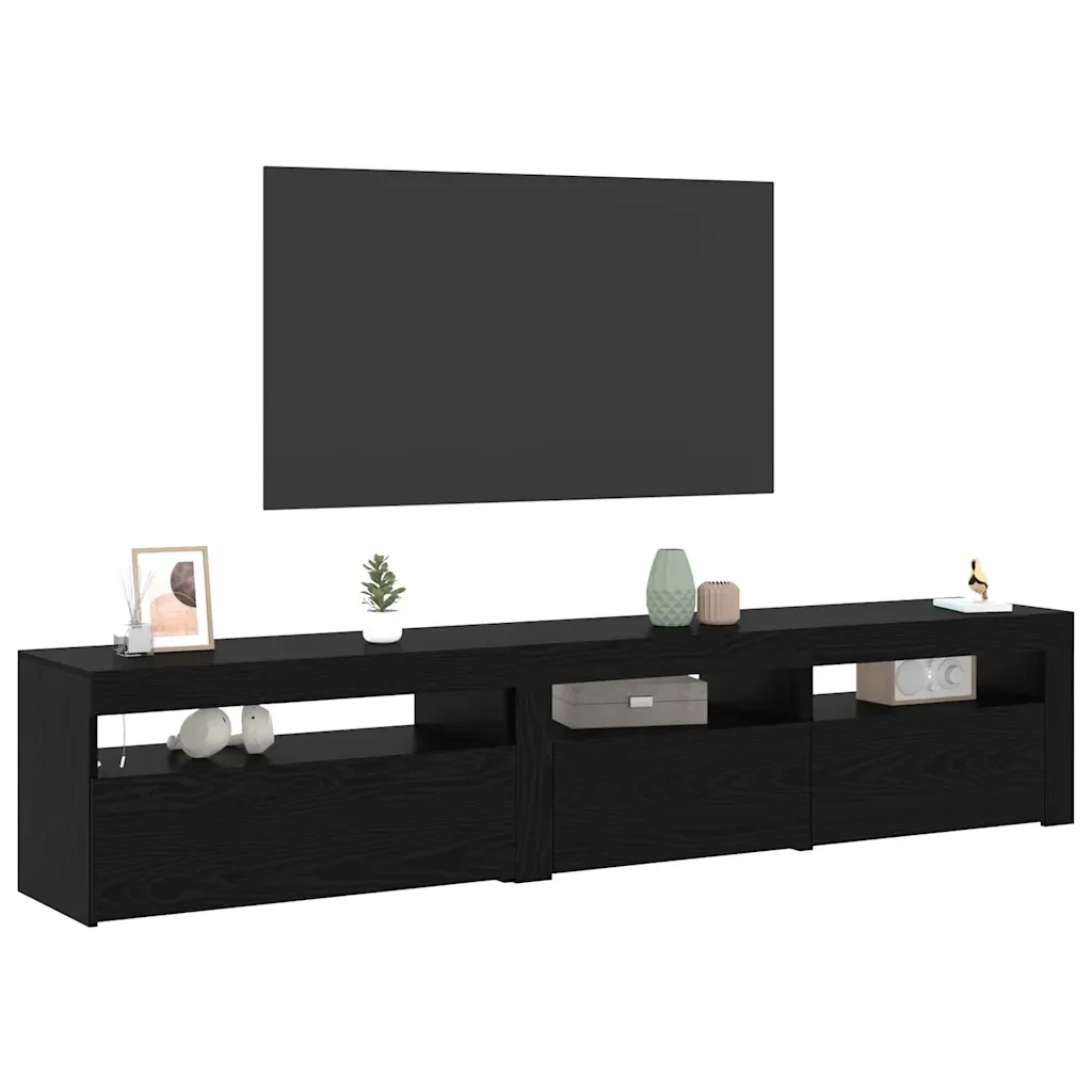 Mobile TV 2 pcs Rovere Nero 195 x 35 x 40 cm Legno multistrato 3332494 - Image 3