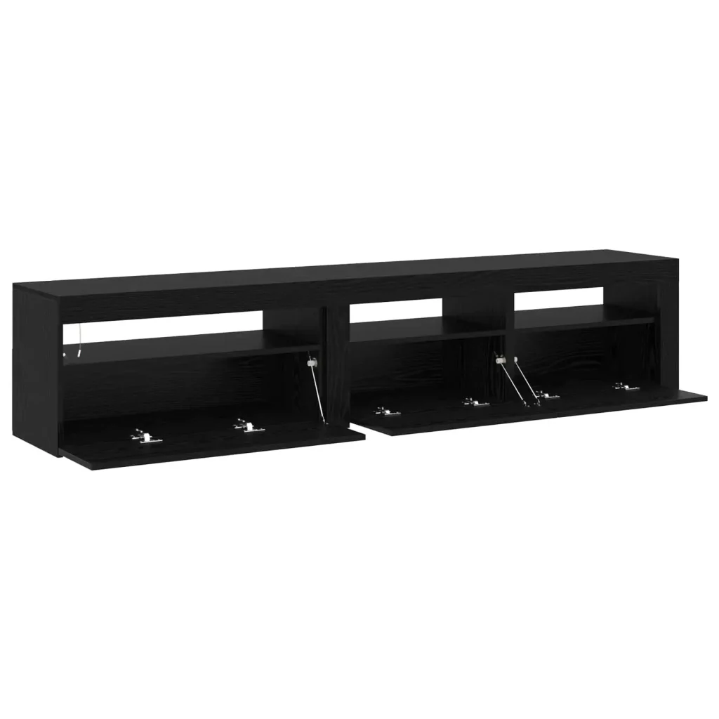 Mobile TV 2 pcs Rovere Nero 195 x 35 x 40 cm Legno multistrato 3332494 - Image 6