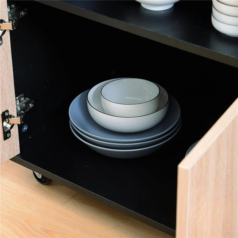 MOBILETTO DA CUCINA CON CASSETTI E RUOTE 76.5X40X82 CM IN LEGNO ROVERE E NERO - Image 6