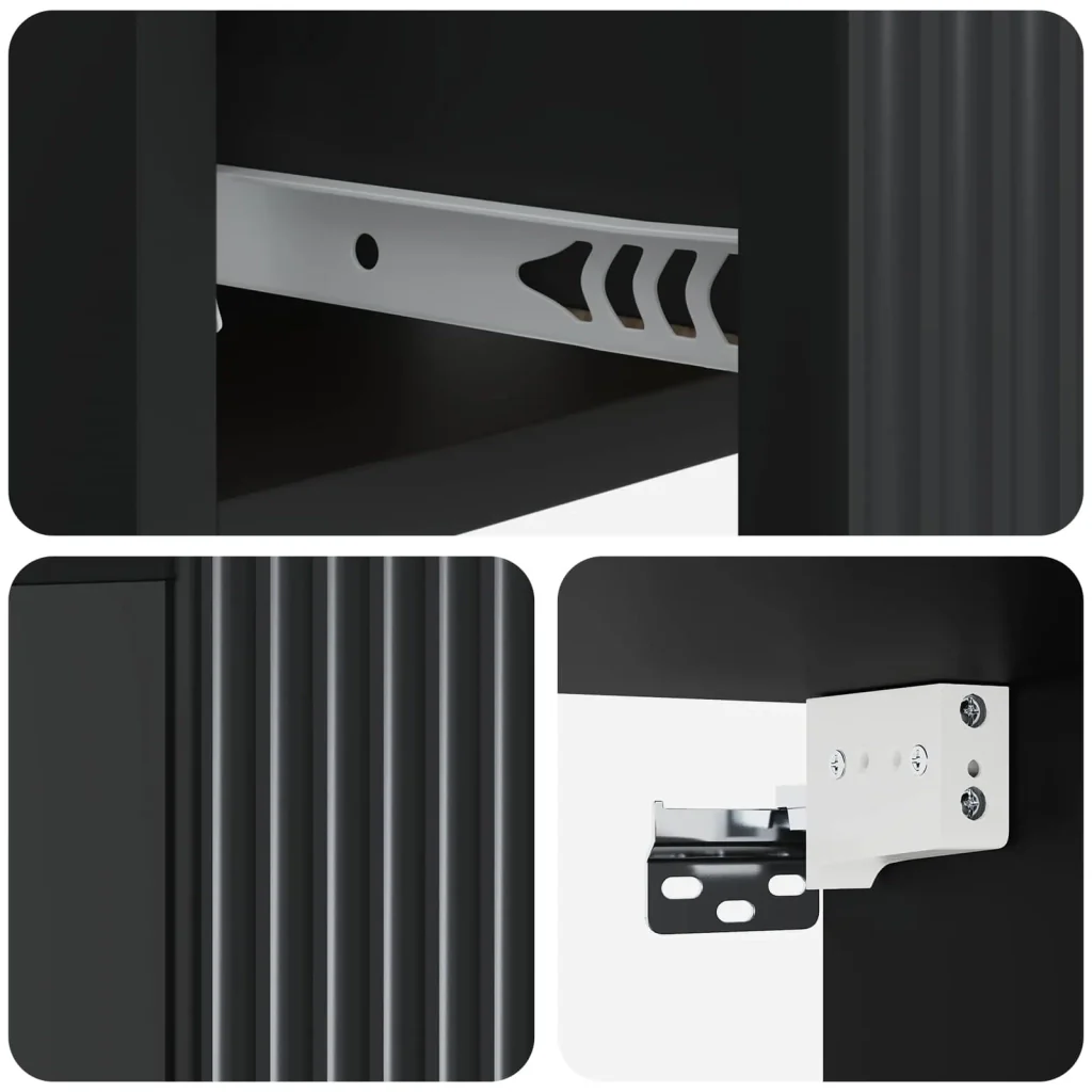 Mobiletto da notte a muro 2 pcs Nero 49 x 34,5 x 20 cm - Image 8
