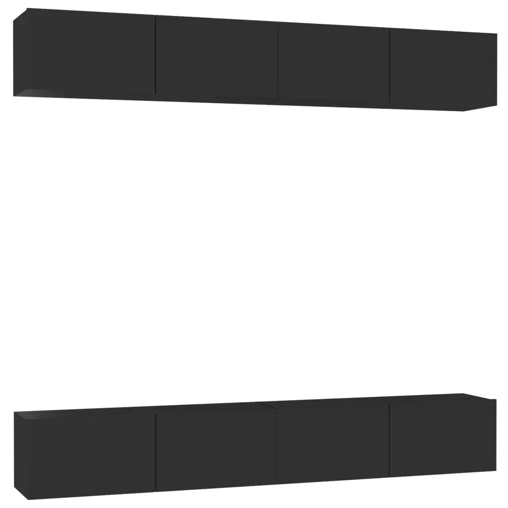Mobili Porta TV 4 pz Neri 100x30x30 cm in Legno Multistrato 3078746 - Image 2