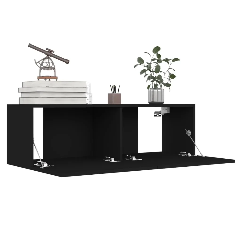 Mobili Porta TV 4 pz Neri 100x30x30 cm in Legno Multistrato 3078746 - Image 4