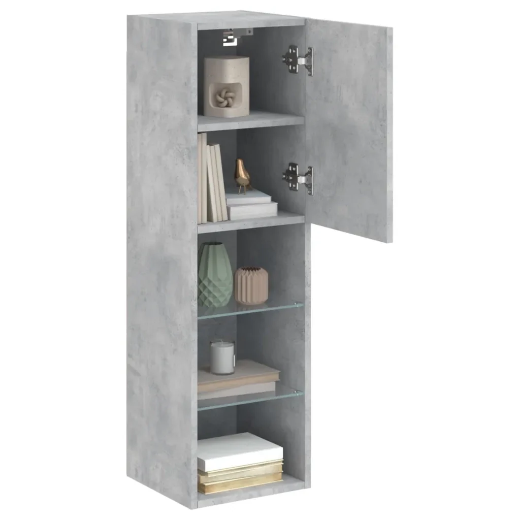 Mobili TV con Luci LED 2pz Grigio Cemento 30,5x30x102 cm 837022 - Image 5