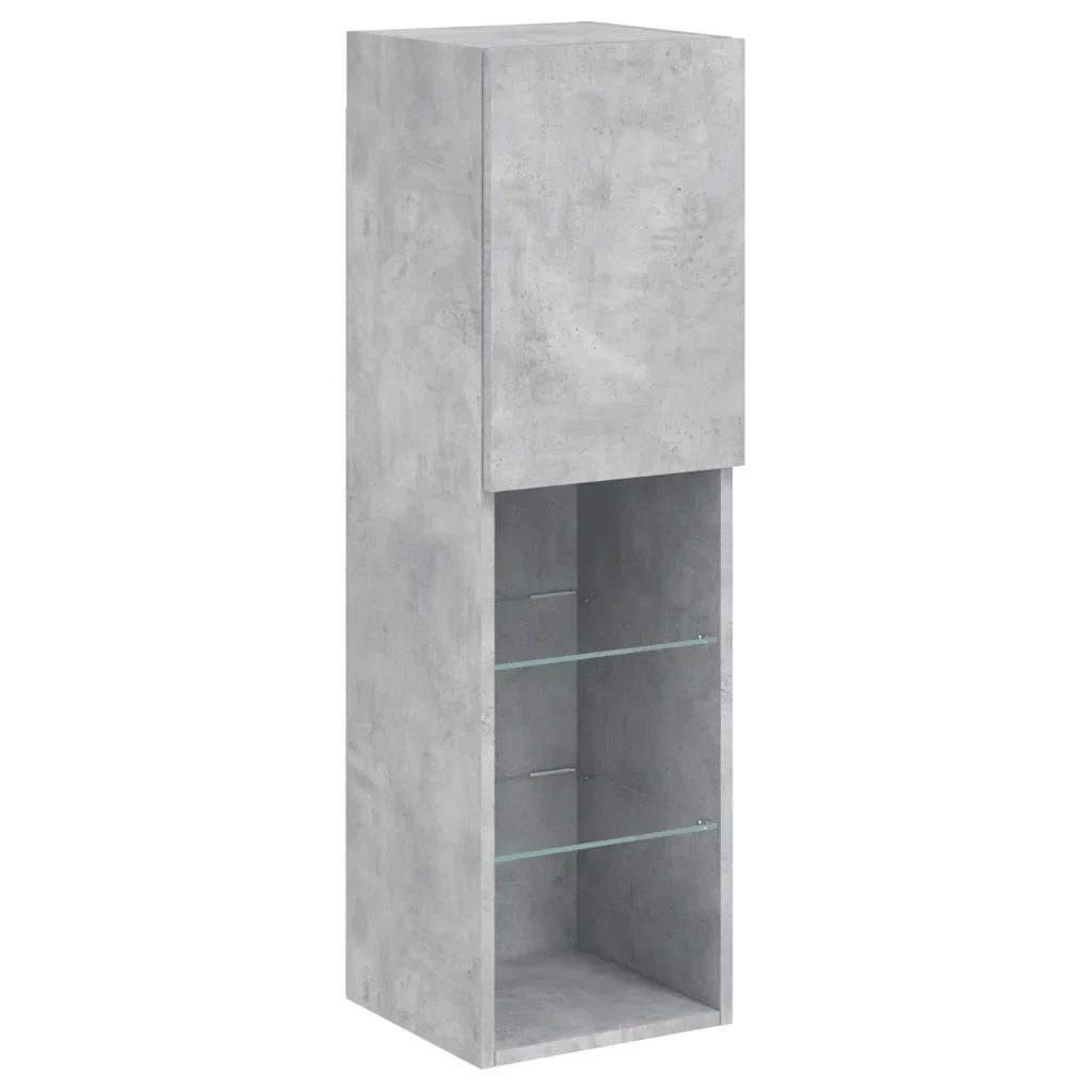 Mobili TV con Luci LED 2pz Grigio Cemento 30,5x30x102 cm 837022 - Image 7