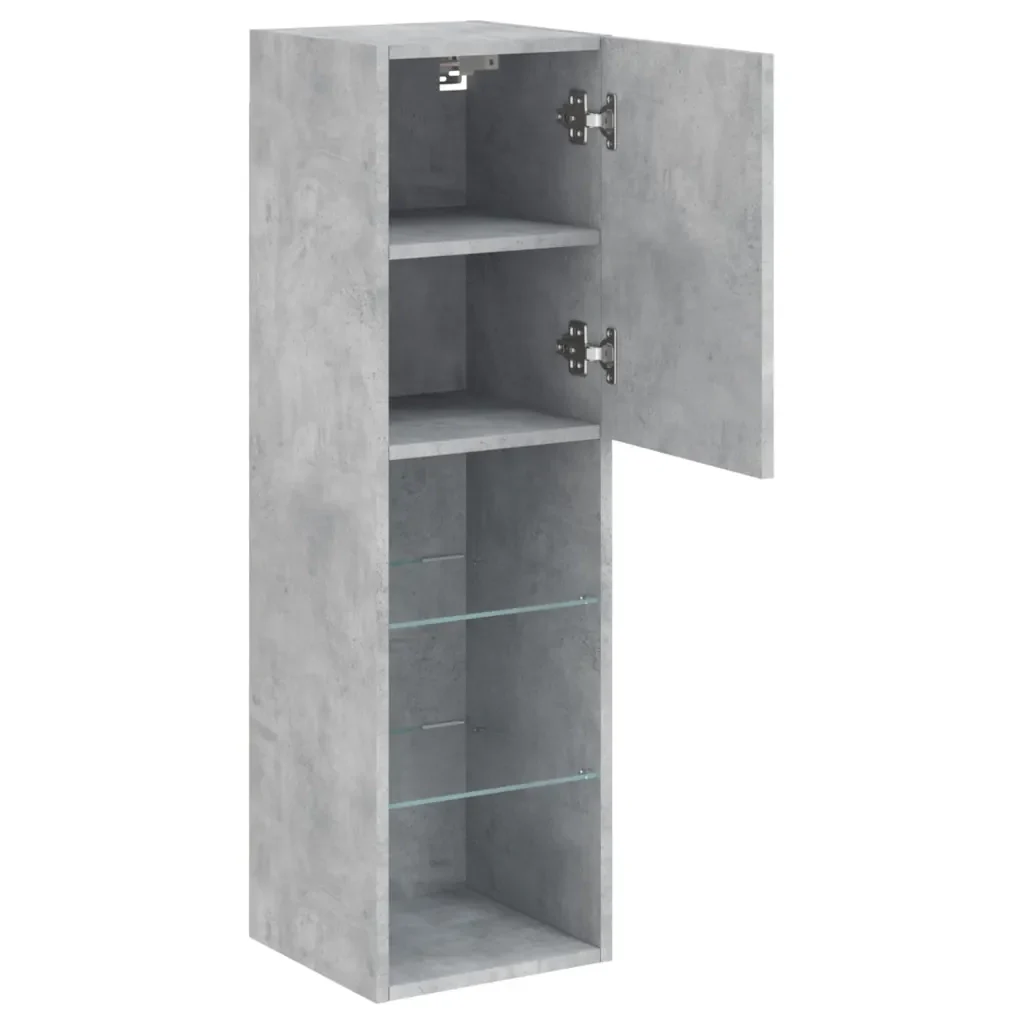 Mobili TV con Luci LED 2pz Grigio Cemento 30,5x30x102 cm 837022 - Image 8