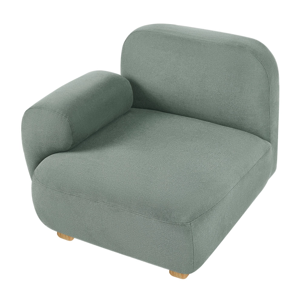 Modulo divano angolare lato destro a 1 posto con tessuto idrorepellente gambe in legno verde chiaro stile moderno a un posto - Image 3