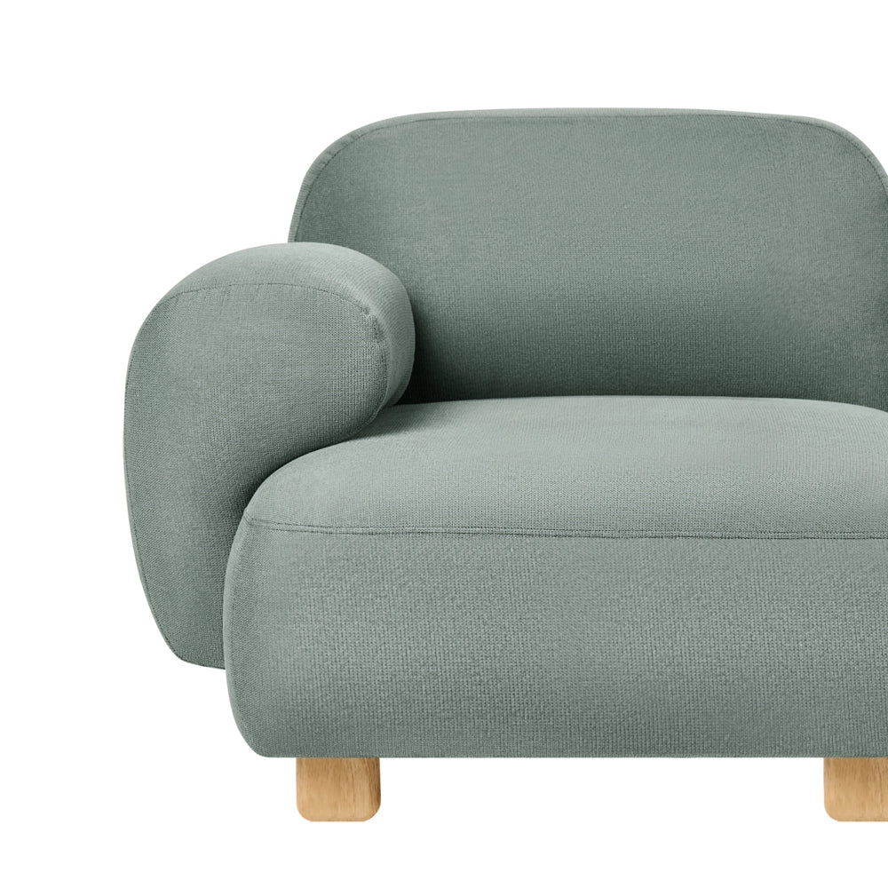 Modulo divano angolare lato destro a 1 posto con tessuto idrorepellente gambe in legno verde chiaro stile moderno a un posto - Image 6