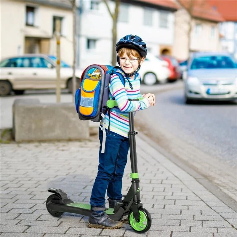 MONOPATTINO ELETTRICO PIEGHEVOLE PER BAMBINI 6+ ANNI AD ALTEZZA REGOLABILE, 71X36.5X75-80 CM, NERO E VERDE - Image 6