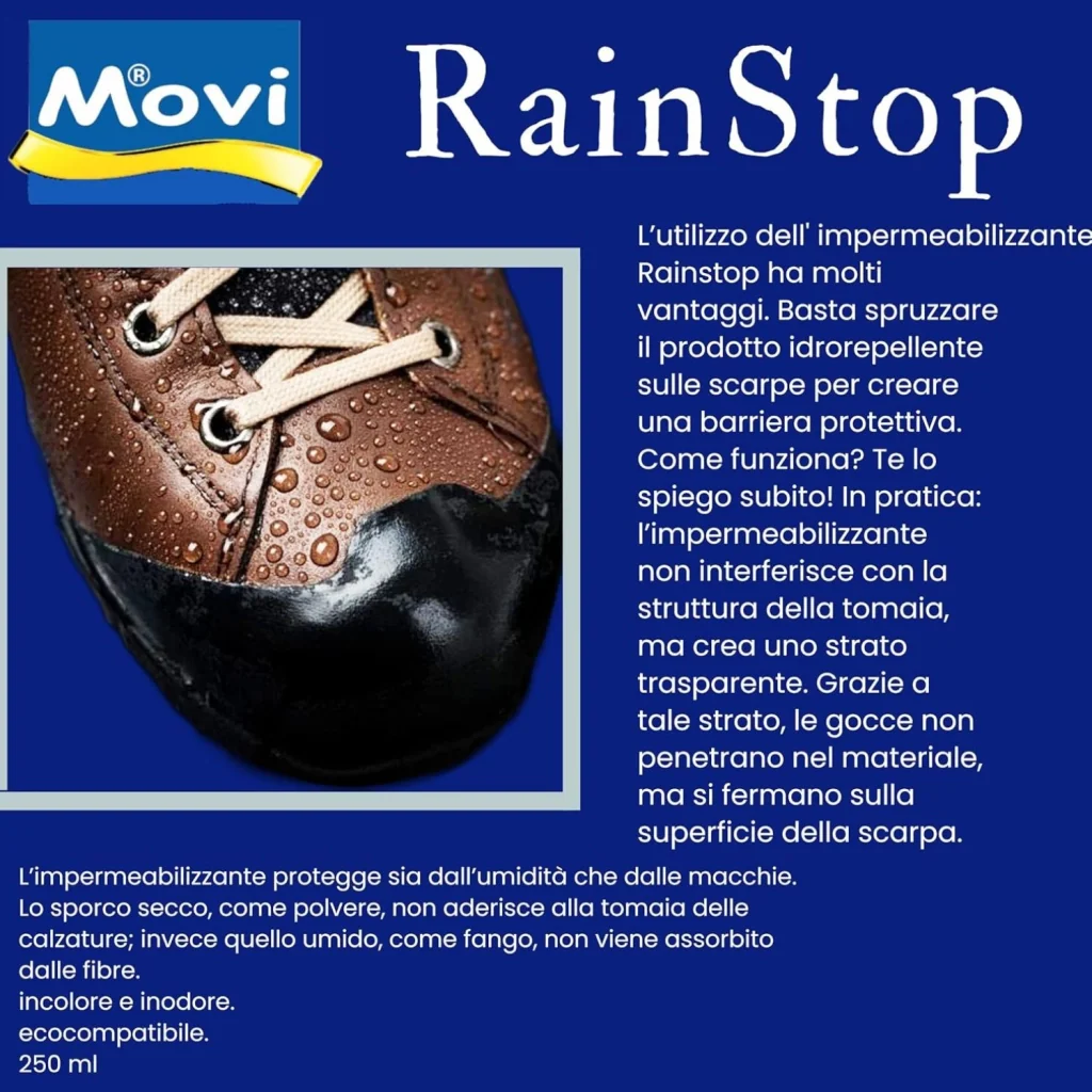 Movi Spray Impermeabilizzante RainStop – 250 ml per Pelle e Camoscio - Image 2