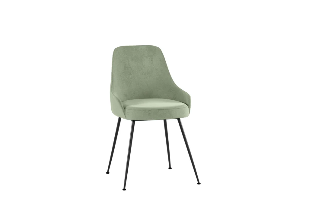 Sedia da pranzo Nandy in microfibra verde acqua con gambe in metallo nero - Imbottita ed ergonomica - Stones - Image 5