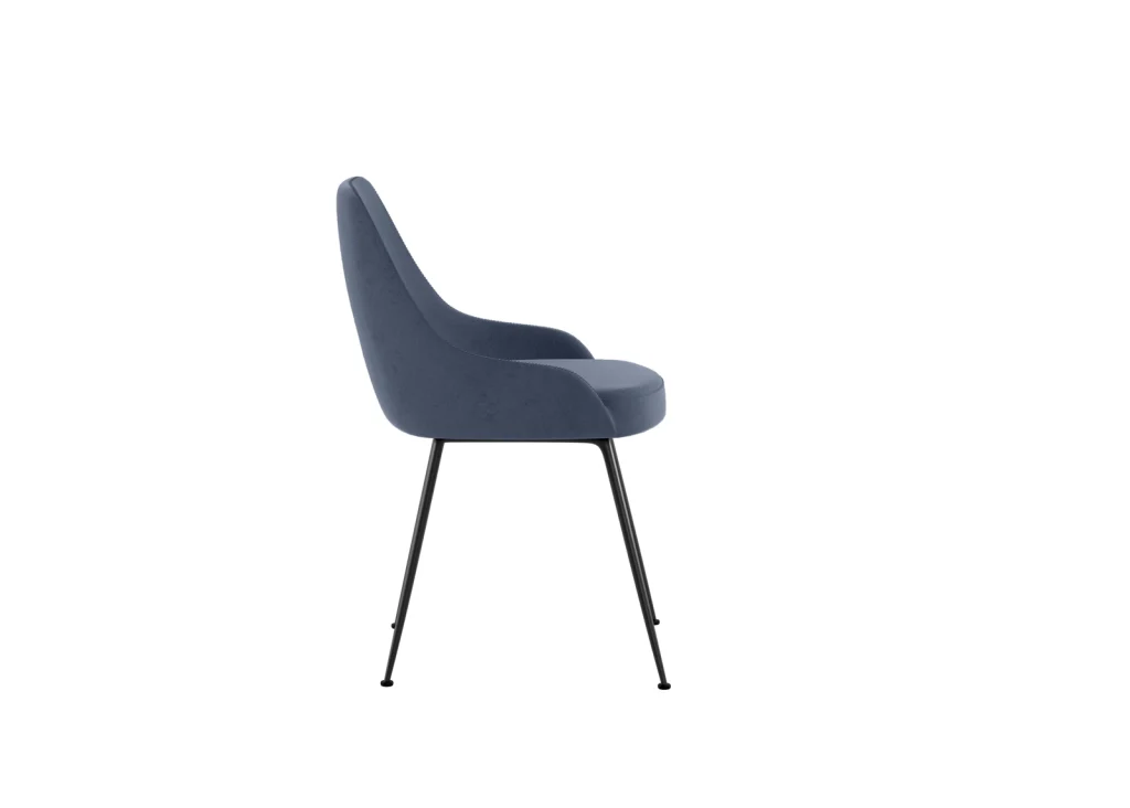 Sedia da pranzo Nandy in microfibra avio con gambe in metallo nero - Design ergonomico e imbottito - Stones - Image 3