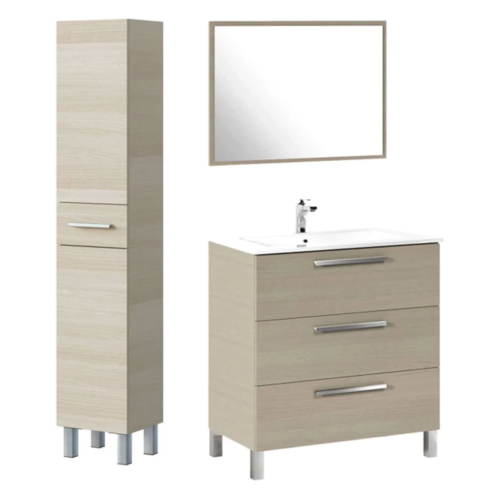 Nomaglio, set Mobili Bagno Specchio Incluso, Marrone Rovere - Image 4