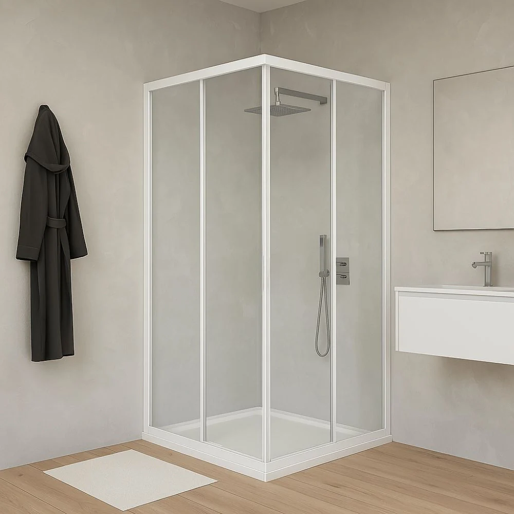 Box cabina doccia angolare con due ante scorrevoli in cristallo temprato trasparente *** misure 66.5-69.5x86.5-89.5xh... - Image 3