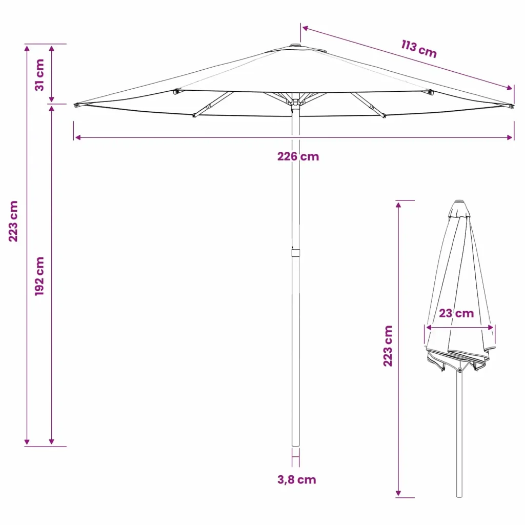 Ombrello da giardino 230 x 230 cm Poliestere Rettangolare 42036184 - Image 7