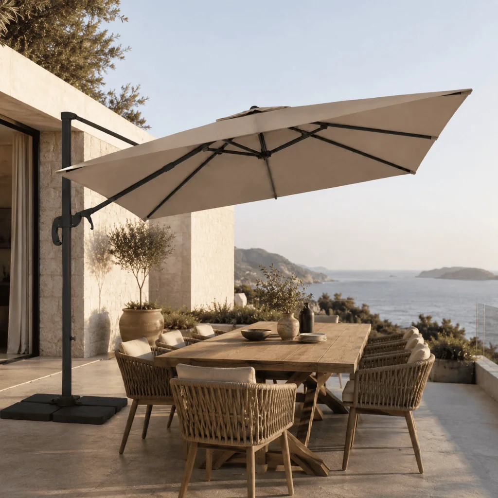Ombrellone 3x4 M Con Braccio Retrattile Per Giardino Esterni Piscina Gazebo Terrazze Bar Hotel Struttura In Acciaio Inossidabile Rotabile 360° Telo 180 G/M2 Impermeabile Resistente Ai Raggi UV Tortora - Image 5