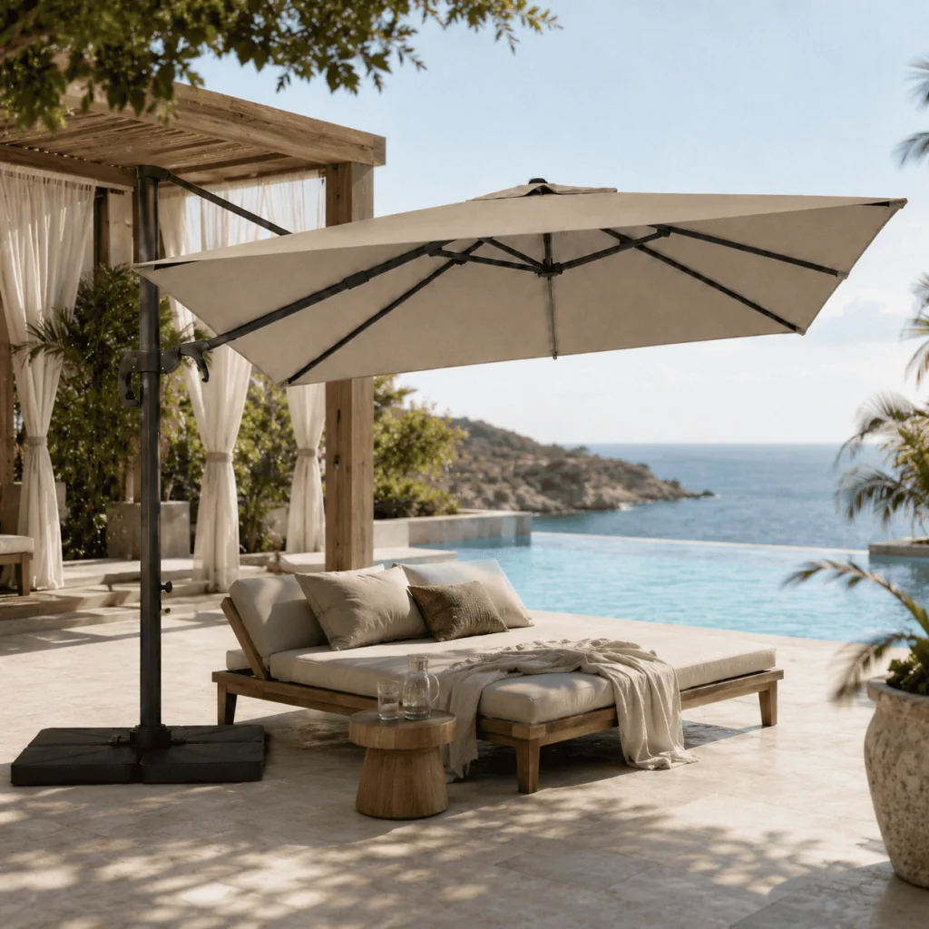 Ombrellone 3x4 M Con Braccio Retrattile Per Giardino Esterni Piscina Gazebo Terrazze Bar Hotel Struttura In Acciaio Inossidabile Rotabile 360° Telo 180 G/M2 Impermeabile Resistente Ai Raggi UV Tortora - Image 6