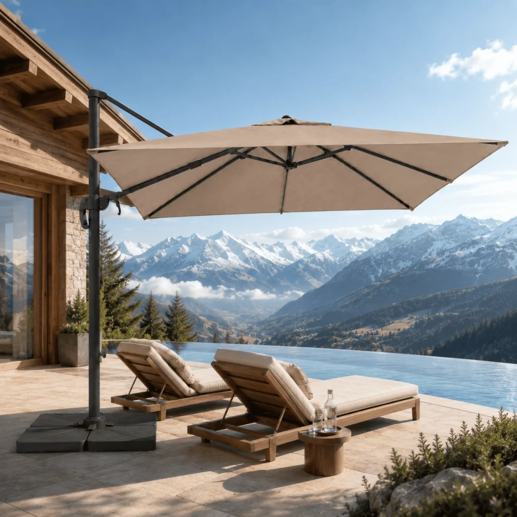 Ombrellone 3x4 M Con Braccio Retrattile Per Giardino Esterni Piscina Gazebo Terrazze Bar Hotel Struttura In Acciaio Inossidabile Rotabile 360° Telo 180 G/M2 Impermeabile Resistente Ai Raggi UV Tortora - Image 7