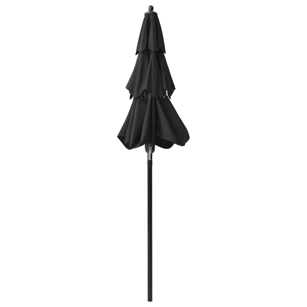 Ombrellone a Sbalzo 3 Livelli Palo Alluminio 2 m Nero 313858 - Image 3