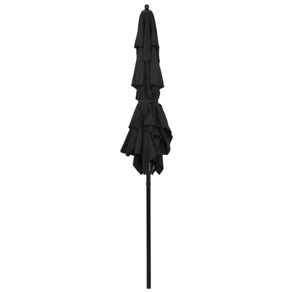 Ombrellone a Sbalzo 3 Livelli Palo Alluminio 2x2 m Nero 313850 - Image 3