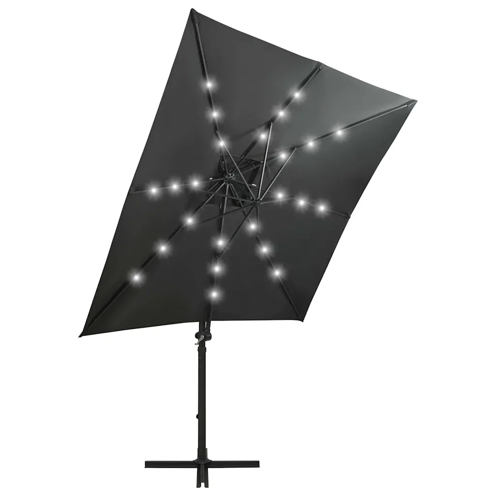 Ombrellone a Sbalzo con Palo e Luci a LED Antracite 250 cm 312322 - Image 3