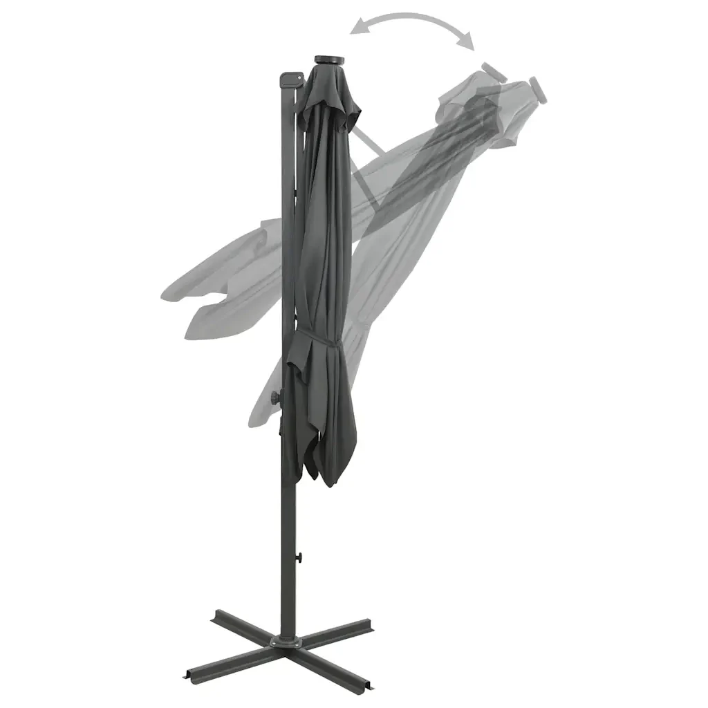 Ombrellone a Sbalzo con Palo e Luci a LED Antracite 250 cm 312322 - Image 6