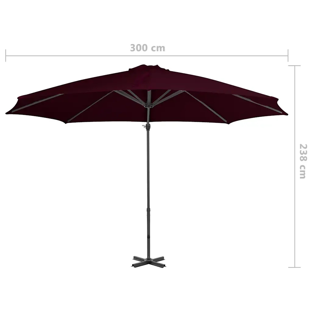 Ombrellone a Sbalzo con Palo in Alluminio Rosso 300 cm - Image 8