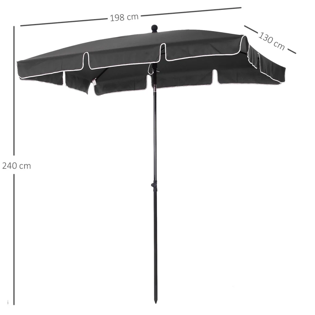 Ombrellone da Giardino 2x1.25 m Palo Ø28 mm in Alluminio Inclinabile Grigio Scuro - Image 3