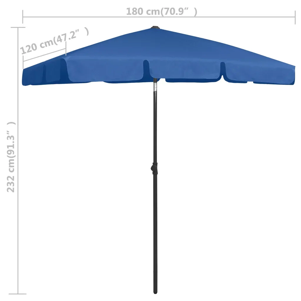 Ombrellone da Spiaggia Azzurro 180x120 cm 314726 - Image 7