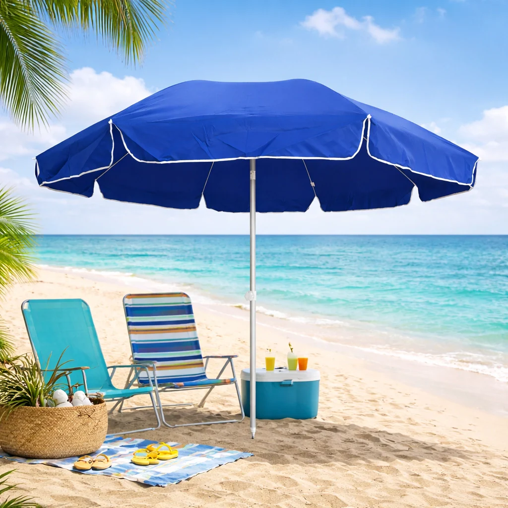 Ombrellone Mare Spiaggia 240 cm Antivento Alluminio UV50+ Inclinabile con Custodia e Trivella - Image 5