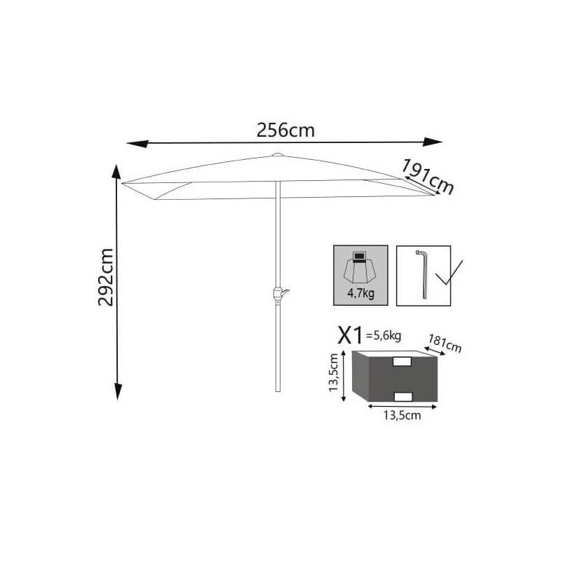 OMBRELLONE POLY ECO CON TELO BEIGE 2 X 3 MT - Image 10