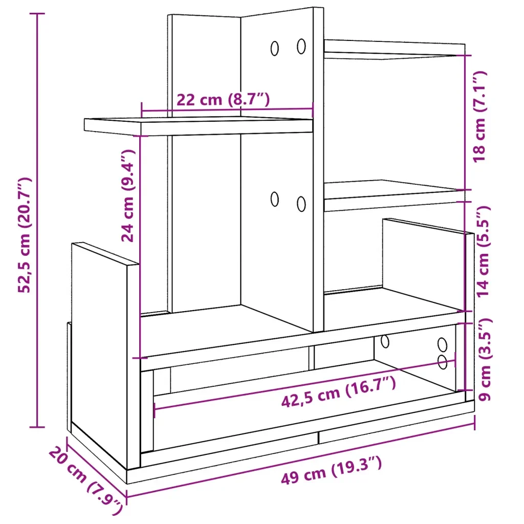 Organizer per la Scrivania Bianco 49x20x52,5 cm in Multistrato 848073 - Image 9