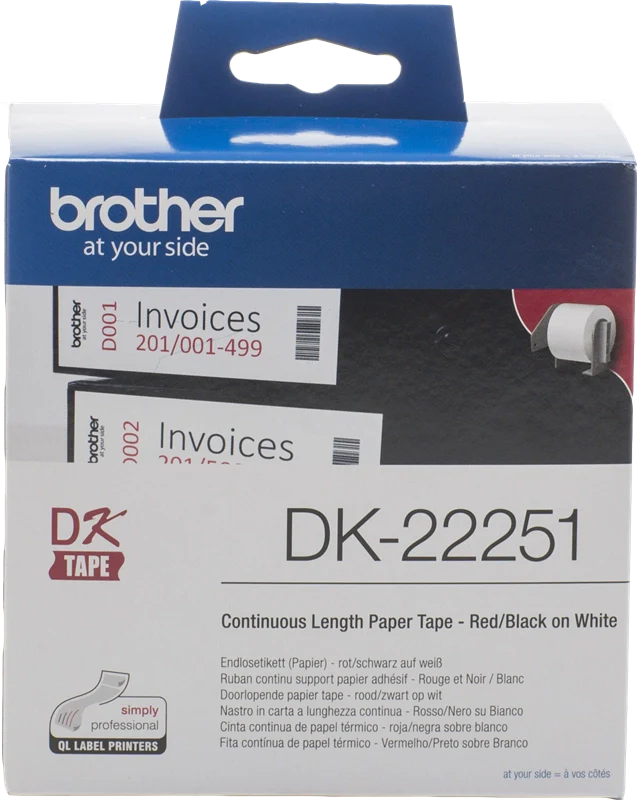 Brother DK-22251 nastro per etichettatrice Nero e rosso su bianco