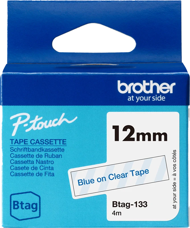 Brother BTAG-133 nastro per etichettatrice Blu su trasparente
