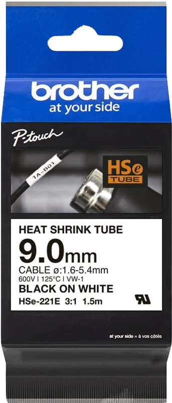 Brother HSE-221E nastro per etichettatrice Nero su bianco