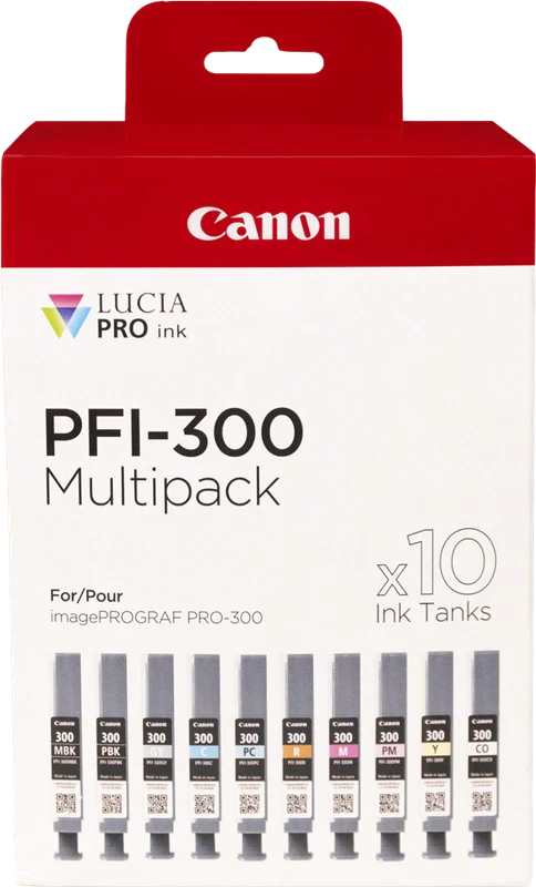 Canon PFI-300 cartuccia d'inchiostro 10 pz Originale Nero, Blu, Ciano, Grigio, Magenta, Nero per foto, Magenta per foto, Rosso, Giallo