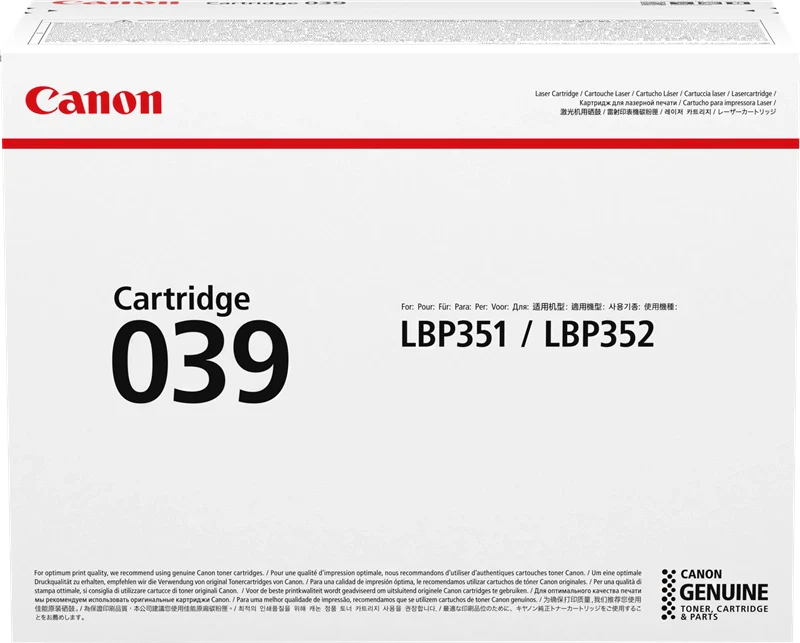 Canon 039 cartuccia toner 1 pz Originale Nero