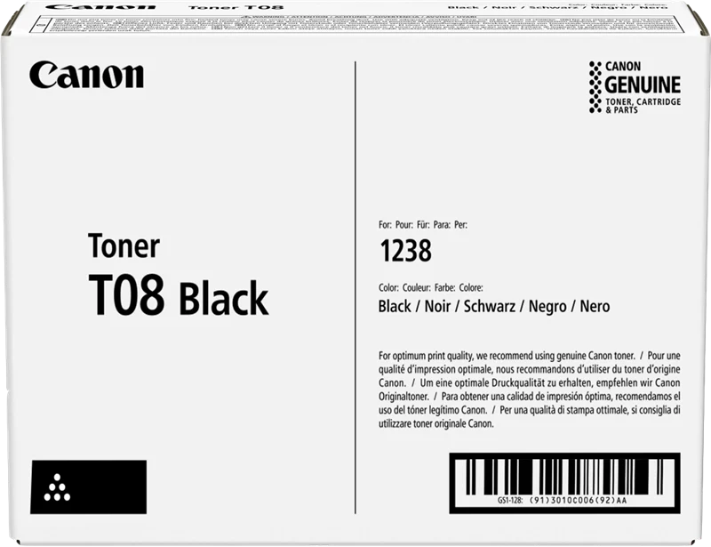 Canon TONER T08 BLACK cartuccia toner 1 pz Originale Nero