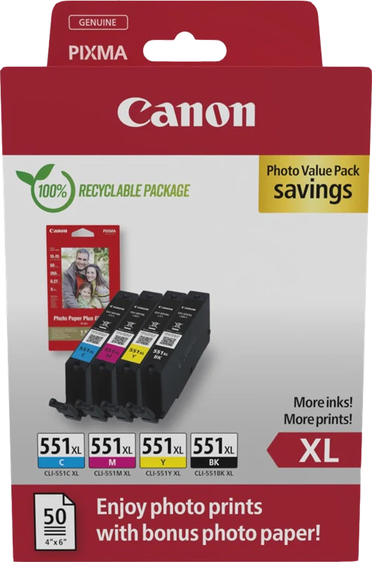 Canon 6443B008 cartuccia d'inchiostro 4 pz Originale Resa elevata (XL) Nero, Ciano, Magenta, Giallo