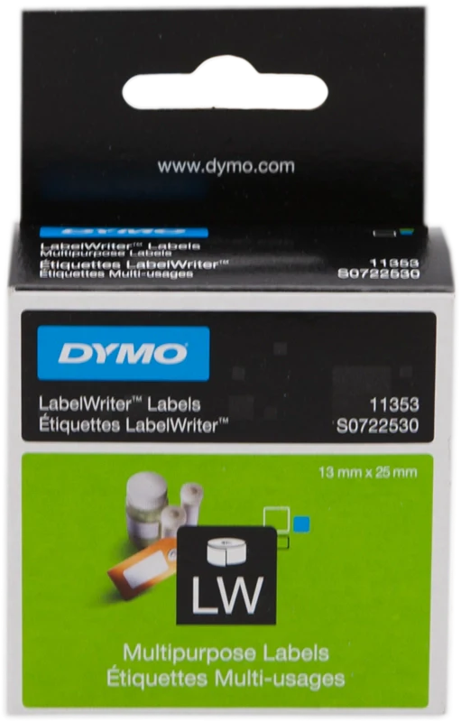 DYMO LW etichette multiuso originali / 13 mm x 25 mm / rotolo da 1000 etichette facilmente staccabili / autoadesive / per etichettatrici LabelWriter