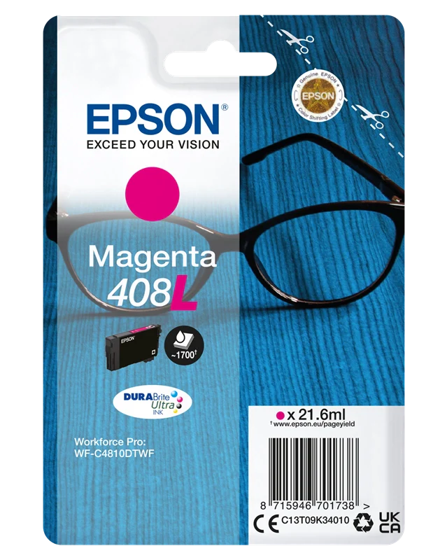 Epson Singlepack Magenta 408L DURABrite Ultra Ink