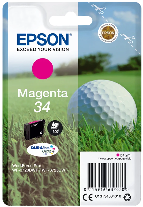 Epson Golf ball Singlepack Magenta 34 DURABrite Ultra Ink